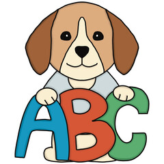 Beagle dog with letters 