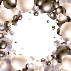 Shiny balls with different size on simple gradient background. Glossy bubbles in empty space. Abstract composition with chaotic floating spheres. 3d rendering. eps 10