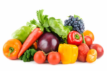 fruits and vegetables isolated on white background 