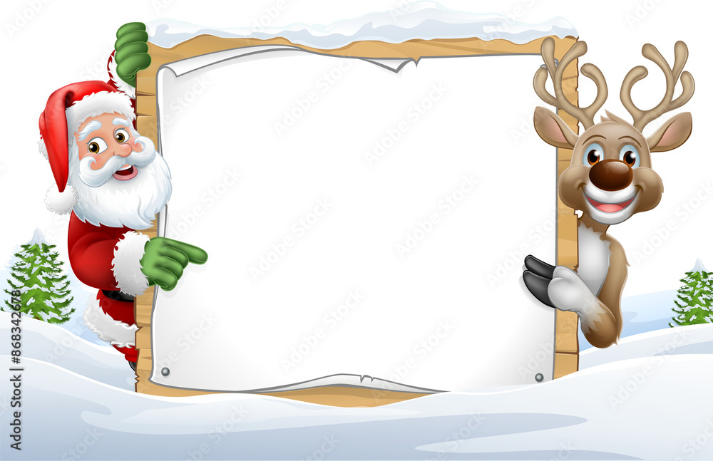 Canvas Prints christmas santa claus reindeer background cartoon