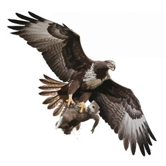 Obraz premium Harpy Eagle Flying catching a pray with white background