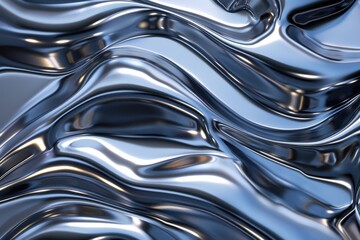 Abstract background with smooth, flowing reflective chrome or silver waves. Concept for modern, futuristic, technology, luxury