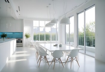 Modern Dining Room with Hanging Lights