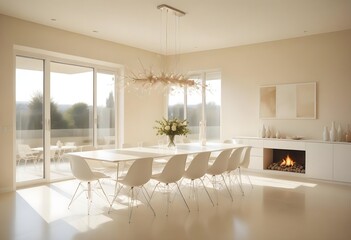 Sophisticated White Dining Interior