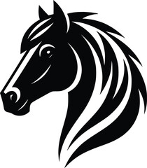 Beautiful Black And White Horse  Silhouette