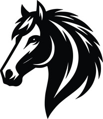 Beautiful Black And White Horse  Silhouette