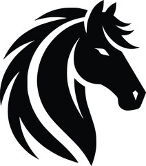 Beautiful Black And White Horse  Silhouette