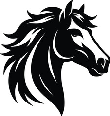 Beautiful Black And White Horse  Silhouette