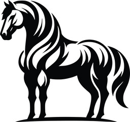 Beautiful Black And White Horse  Silhouette