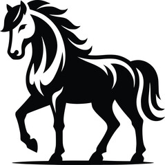 Beautiful Black And White Horse  Silhouette