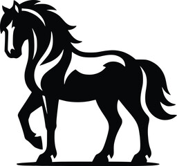 Beautiful Black And White Horse  Silhouette