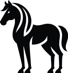 Beautiful Black And White Horse  Silhouette