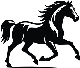 Beautiful Black And White Horse  Silhouette