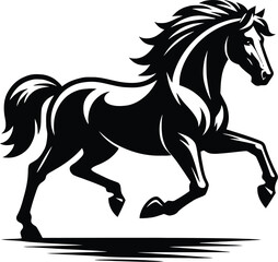 Beautiful Black And White Horse  Silhouette