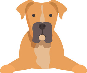 Illustration of a cute boxer dog lying down and looking forward
