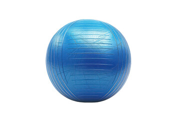 Obraz premium Vibrant blue exercise ball isolated on a white background, perfect for fitness, yoga, and workout routines. Ideal for stock photo use.