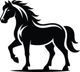 Beautiful Black And White Horse  Silhouette