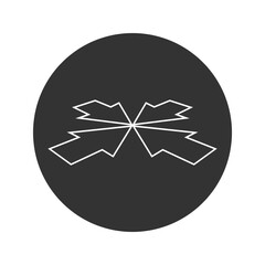 Four arrows facing each other in perspective, vector line icon