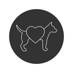 Heart with dog line icon, love or care for a animal, donate or charity for pet, logo, editable stroke vector illustration