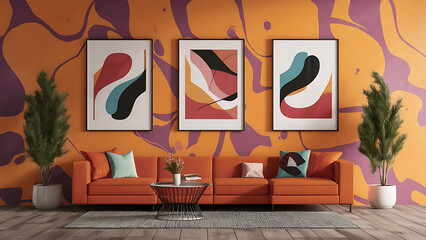 Set of border frame on wall abstract color 3d paper. Ai Generated.