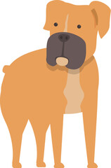 Illustration of a brown and black boxer dog standing and looking forward