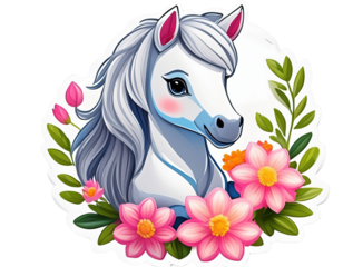 Cute pony on white background. Logo