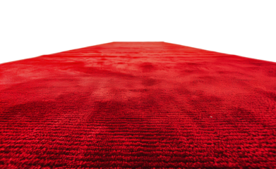 Red carpet perspective - a close-up view of a red carpet, cut out - stock png.