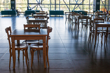 interior of a cafe with modern furniture in a supermarket