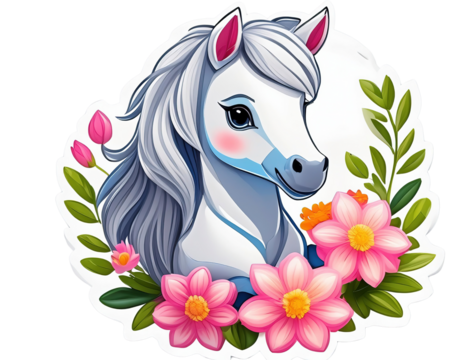 Cute pony on white background. Logo