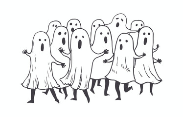 Happy halloween banner or party invitation background. Ghost illustration. Vector illustration.