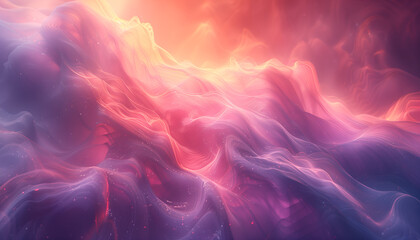 Abstract Fluid Light Waves: Dreamy Gradient Flow with Cosmic Particles in Warm Tones