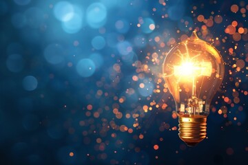 Innovative Idea: Glowing Lightbulb with Sparkling Background