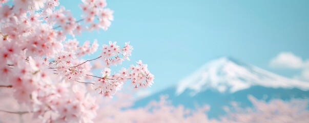 Naklejka premium Tranquil Beauty of Cherry Blossom Trees in Kyoto, Japan - Captivating Spring Scene with Delicate Pink Flowers in Full Bloom