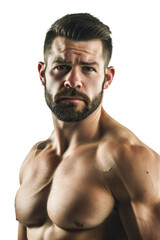 Fototapeta premium Muscular Man with Beard and Determined Expression