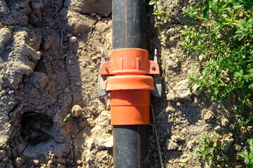 Fototapeta premium Sprinkler irrigation pipe and fittings