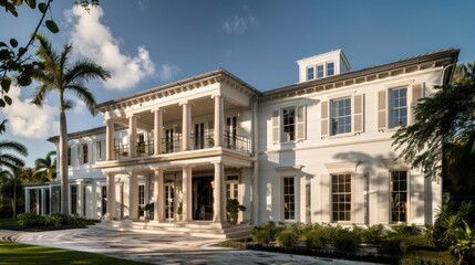 historic mansion with sophisticated ivory Bahama shutters, evoking old-world charm