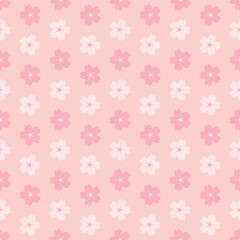 Pink sakura background. Basic flat design cherry blossom pattern. Japanese flower, petal, spring, flora sign symbol. Wallpaper, seamless.