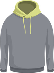 Gray hoodie with yellow hood featuring casual style, perfect for comfortable wear
