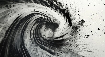 Dynamic Abstract Art with Black and White Splashes