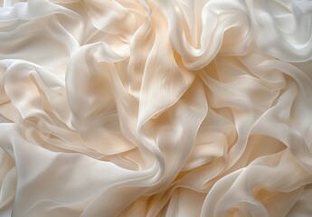 Fototapeta premium Soft Focus Abstract Texture: Creamy White Silk-like Fabric with Rippling Waves