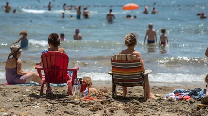 Family Beach Day with Patriotic Tunes - Festive and Relaxing Summer Outing by the Sea