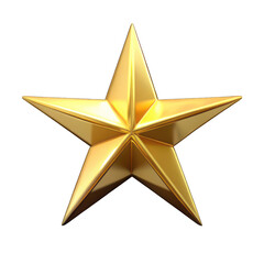 Gold star 3d isolated on transparent background