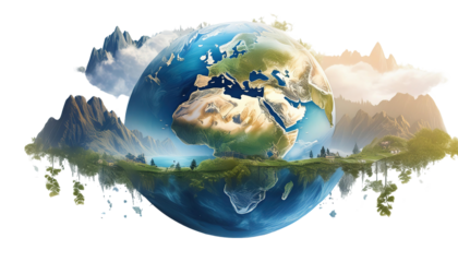 the wold in white background