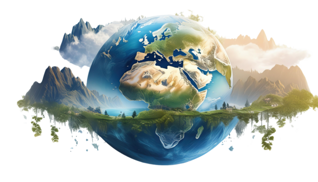 the wold in white background