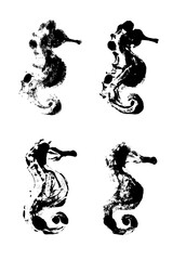 sea horse stamp black set