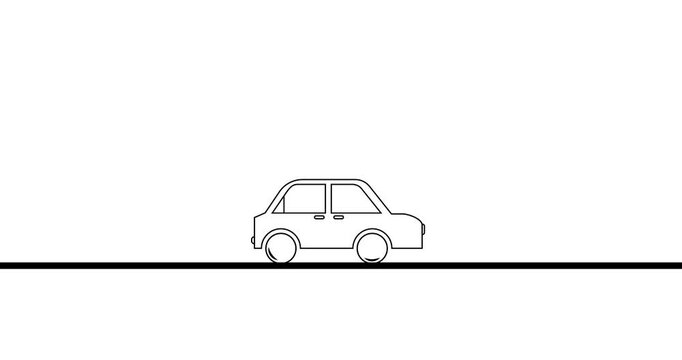 Driving car animation. 4k high quality 2d white screen video.