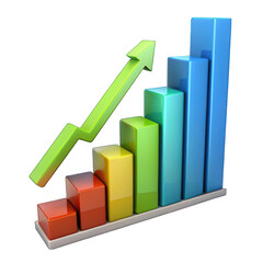 Graph bar 3d isolated on transparent background