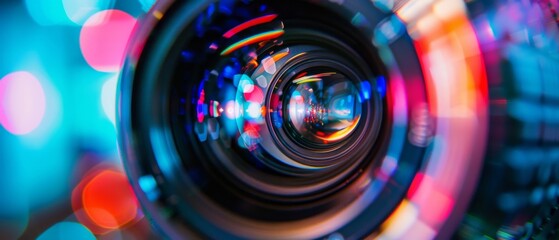 Camera Lens with Colorful Bokeh