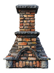 Naklejka premium Brick chimney with stone accents, cut out - stock png.