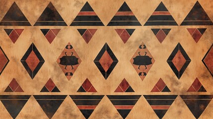 Fototapeta premium An ancient Egyptian geometric pattern with scarab beetles and triangles